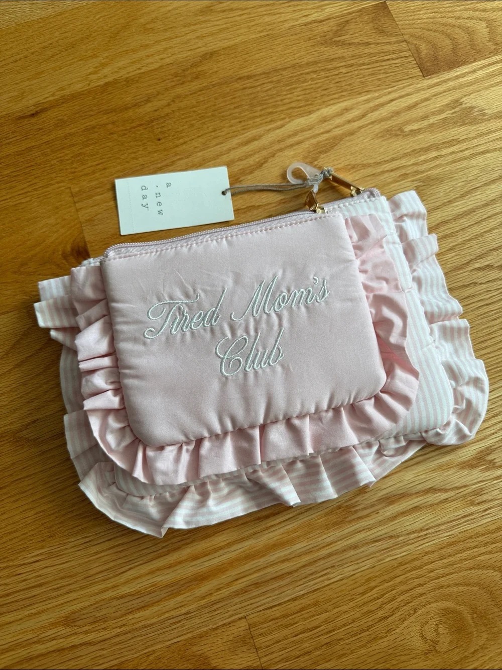 Tired Mom's Club Pink Ruffled Pouch